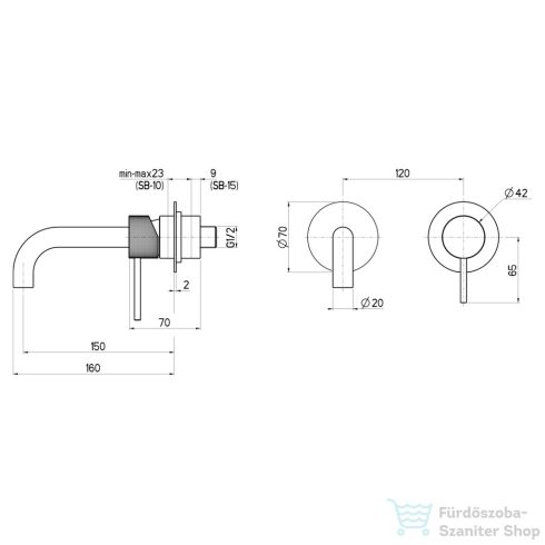 Sapho ULTRASAN falba süllyesztett csaptelep, 16 cm-es kifolyócsővel, matt fekete (UT118VB)