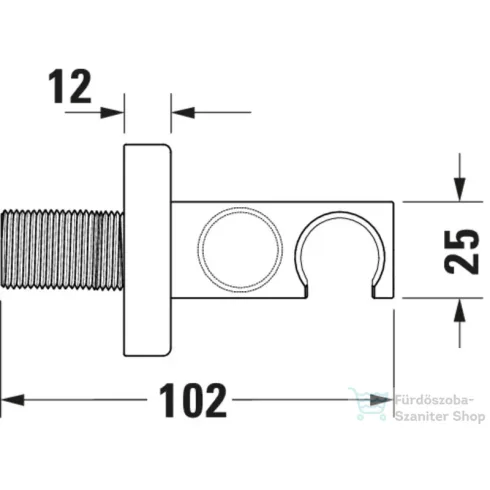 Duravit szögletes gégecső csatlakozós zuhanytartó, króm UV0630010010