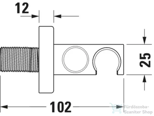 Duravit szögletes gégecső csatlakozós zuhanytartó, króm UV0630010010