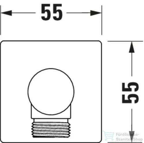 Duravit szögletes gégecső csatlakozós zuhanytartó, matt fekete UV0630010046