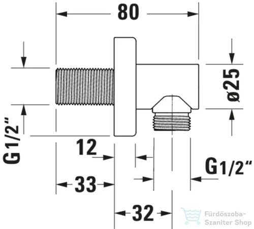 Duravit szögletes gégecső csatlakozó, króm UV0630011010