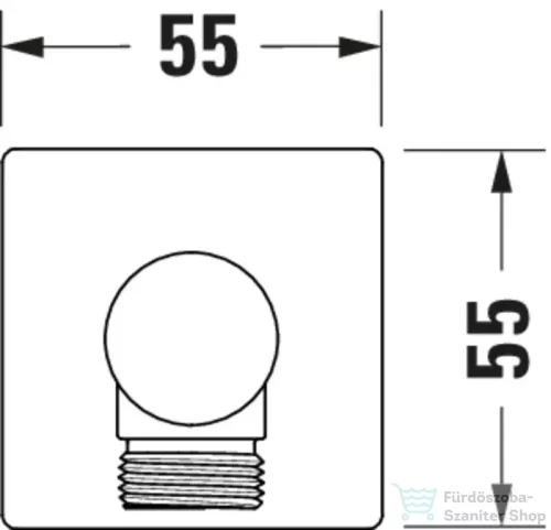 Duravit szögletes gégecső csatlakozó, matt fekete UV0630011046