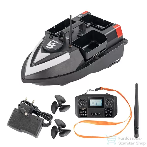 Leziter Etetőhajó V6 GPS 3 tartályos hátra és oldalkidobós fekete V6-3K-B-G1