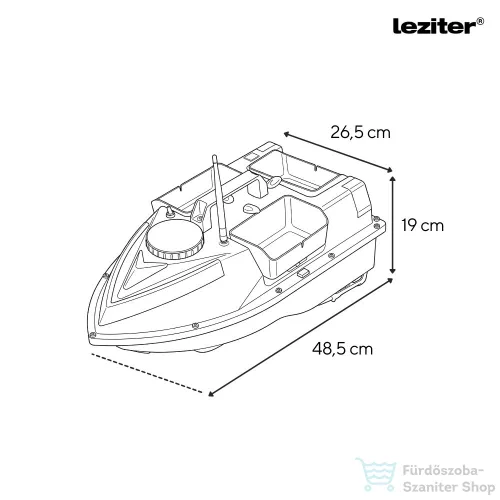 Leziter Etetőhajó V6 GPS 3 tartályos hátra és oldalkidobós fekete V6-3K-B-G1