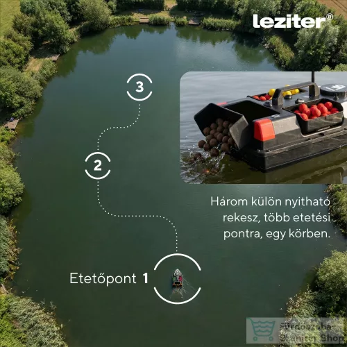 Leziter Etetőhajó V6 GPS 3 tartályos hátra és oldalkidobós fekete V6-3K-B-G1