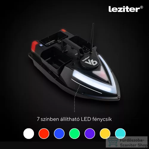 Leziter Etetőhajó V6 GPS 3 tartályos hátra és oldalkidobós fekete V6-3K-B-G1