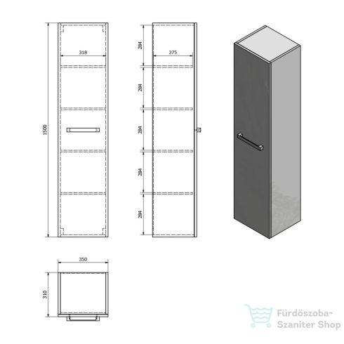 AQUALINE VEGA állószekrény, 35x150x31cm VG150
