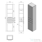 AQUALINE VEGA állószekrény, szennyestratóval, 40x184x31cm, platinatölgy VG980