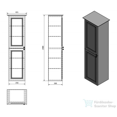 Sapho VIOLETA Állószekrény, bal, 35x140x30cm, selyemfényű fehér (VI160-3131)