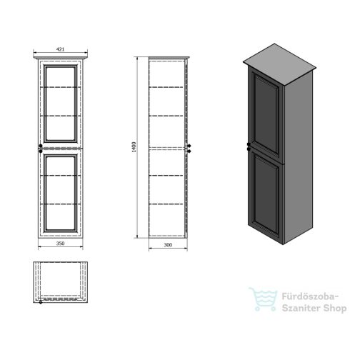 Sapho VIOLETA Állószekrény, jobb, 35x140x30cm, matt fehér (VI165-3131)