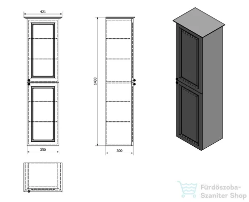 Sapho VIOLETA Állószekrény, jobb, 35x140x30cm, matt fehér (VI165-3131)