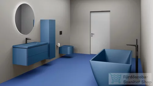 Duravit VITRIUM 132x40x36,3 cm-es 1 ajtós magas szekrény, jobbos, matt bizánci kék VT1178RHBHB0000