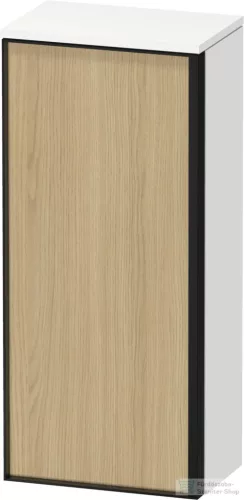 Duravit VITRIUM 89,9x40x26,2 cm-es 1 ajtós magas szekrény grafit színű fogantyúval, balos, matt fehér/natúr tölgy/grafit VT1355L3018000G