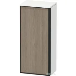   Duravit VITRIUM 89,9x40x26,2 cm-es 1 ajtós magas szekrény grafit színű fogantyúval, balos, matt fehér/terra tölgy/grafit VT1355L3518000G