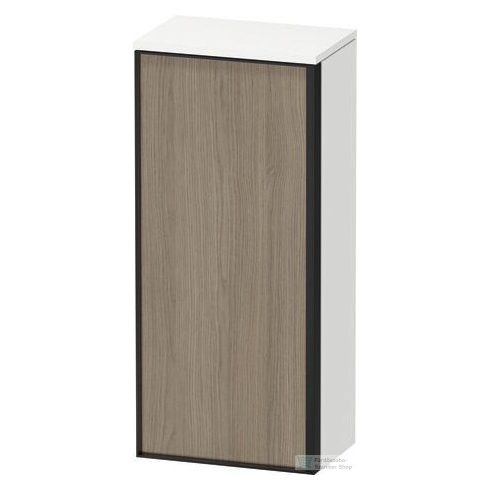 Duravit VITRIUM 89,9x40x26,2 cm-es 1 ajtós magas szekrény grafit színű fogantyúval, balos, matt fehér/terra tölgy/grafit VT1355L3518000G