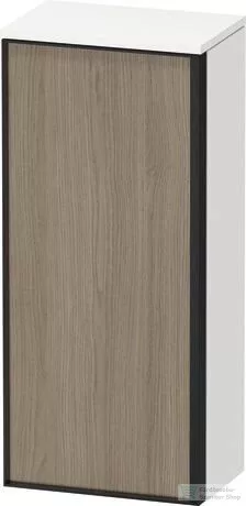 Duravit VITRIUM 89,9x40x26,2 cm-es 1 ajtós magas szekrény grafit színű fogantyúval, balos, matt fehér/terra tölgy/grafit VT1355L3518000G