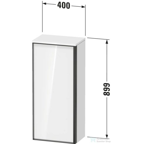 Duravit VITRIUM 89,9x40x26,2 cm-es 1 ajtós magas szekrény grafit színű fogantyúval, balos, matt fehér/terra tölgy/grafit VT1355L3518000G