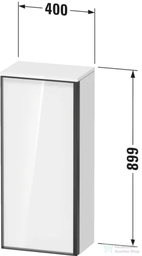 Duravit VITRIUM 89,9x40x26,2 cm-es 1 ajtós magas szekrény fehér színű fogantyúval, jobbos, matt fehér VT1355R1818000W