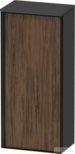 Duravit VITRIUM 89,9x40x26,2 cm-es 1 ajtós magas szekrény grafit színű fogantyúval, jobbos, matt grafit/sötét dió VT1355R2149000G