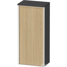   Duravit VITRIUM 89,9x40x26,2 cm-es 1 ajtós magas szekrény fehér színű fogantyúval, jobbos, matt grafit/natúr tölgy VT1355R3049000W