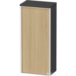   Duravit VITRIUM 89,9x40x26,2 cm-es 1 ajtós magas szekrény fehér színű fogantyúval, jobbos, matt grafit/natúr tölgy VT1355R3049000W