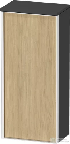 Duravit VITRIUM 89,9x40x26,2 cm-es 1 ajtós magas szekrény fehér színű fogantyúval, jobbos, matt grafit/natúr tölgy VT1355R3049000W