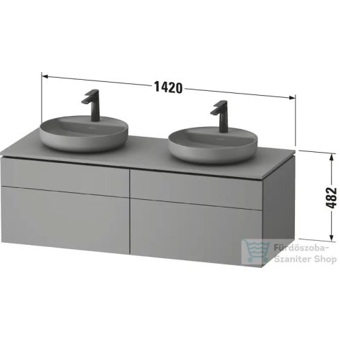 Duravit VITRIUM 142x55 cm-es 4 fiókos alsószekrény pulttal, két oldali mosdó elhelyezéshez, mosdó és csaptelep nélkül, matt olajkék VT4872BHAHA0000