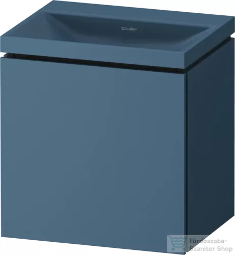 Duravit VITRIUM 45x35x48 cm-es 1 ajtós alsószekrény csaplyuk nélküli mosdó kombináció, balos, matt bizánci kék VT6948NHBHB0000
