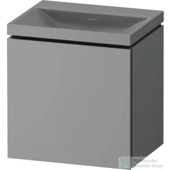   Duravit VITRIUM 45x35x48 cm-es 1 ajtós alsószekrény csaplyuk nélküli mosdó kombináció, balos, matt világosszürke VT6948NHDHD0000