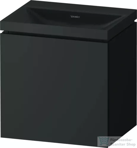 Duravit VITRIUM 45x35x48 cm-es 1 ajtós alsószekrény csaplyuk nélküli mosdó kombináció, balos, matt sötétszürke VT6948NHEHE0000