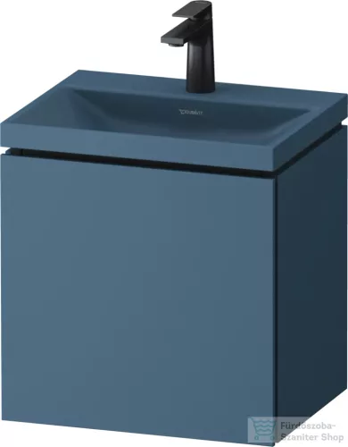 Duravit VITRIUM 45x35x48 cm-es 1 ajtós alsószekrény- 1 csaplyukas mosdó kombináció, csaptelep nélkül, balos, matt bizánci kék VT6948OHBHB0000