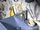 Duravit VITRIUM 45x35x48 cm-es 1 ajtós alsószekrény- 1 csaplyukas mosdó kombináció, csaptelep nélkül, balos, matt bizánci kék VT6948OHBHB0000