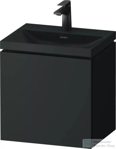 Duravit VITRIUM 45x35x48 cm-es 1 ajtós alsószekrény- 1 csaplyukas mosdó kombináció, csaptelep nélkül, balos, matt sötétszürke VT6948OHEHE0000