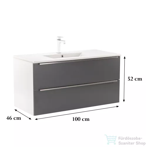 Leziter Vario Trim 100 alsó szekrény mosdóval fehér-antracit Vario083
