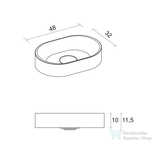 Riho VALOR Solid Surface 48x32 cm-es mosdótál, matt fehér W027001105