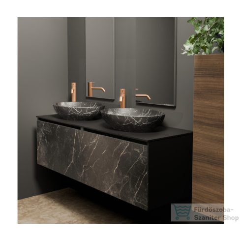 Riho LIVIT márványmintás 52x39,5x13 cm-es ovális mosdótál, matt fekete W031004M01