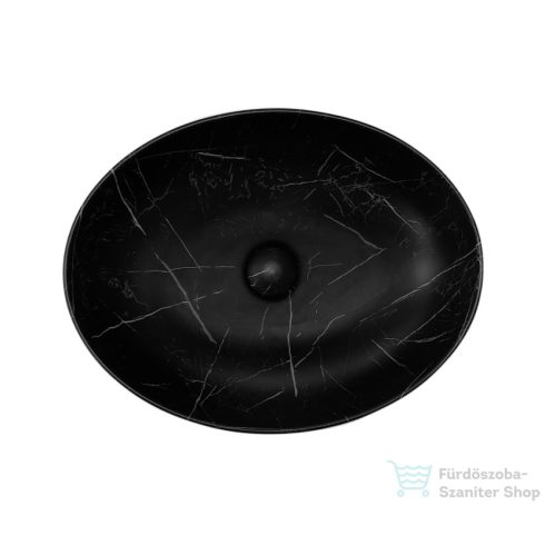 Riho LIVIT márványmintás 52x39,5x13 cm-es ovális mosdótál, matt fekete W031004M01