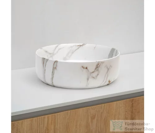 Riho LIVIT márványmintás 34,6x11,4 cm-es mosdótál, matt fehér W031005M00