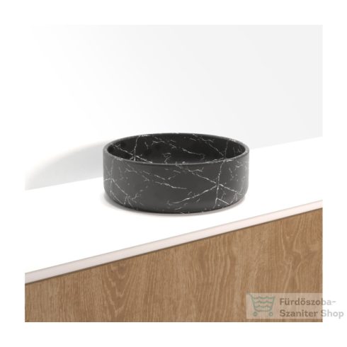 Riho LIVIT márványmintás 34,6x11,4 cm-es mosdótál, matt fekete W031005M01