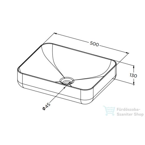 Riho LIVIT márványmintás 50x39x13-es szögletes mosdótál, matt fehér W031006M00