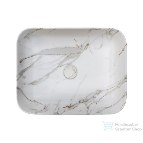 Riho LIVIT márványmintás 50x39x13-es szögletes mosdótál, matt fehér W031006M00