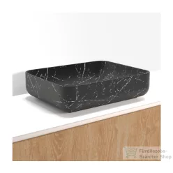   Riho LIVIT márványmintás 50x39x13-es szögletes mosdótál, matt fekete W031006M01