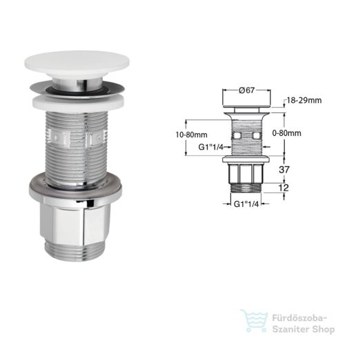 Sapho PRIME leeresztő, Rockstone fedéllel, Glacier white (WA03451)