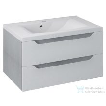   Sapho WAVE II mosdótartó szekrény, 2 fiókkal, pipererendezővel, 80x45x48cm, fehér/ezüst tölgy (WA080-3011)