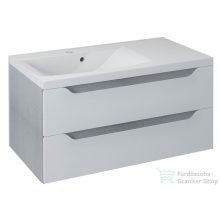   Sapho WAVE II mosdótartó szekrény, 2 fiókkal, pipererendezővel, balos, 90x45x48cm, fehér/ezüst tölgy (WA092-3011)