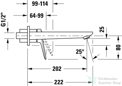 Duravit WAVE falsík alatti mosdó csaptelep  20 cm-es kifolyóval, alaptest-és leeresztő nélkül, króm WA1070004010