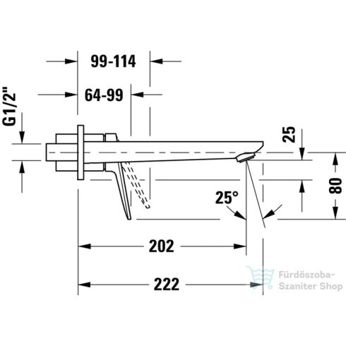 Duravit WAVE falsík alatti mosdó csaptelep  20 cm-es kifolyóval, alaptest-és leeresztő nélkül, matt fekete WA1070004046