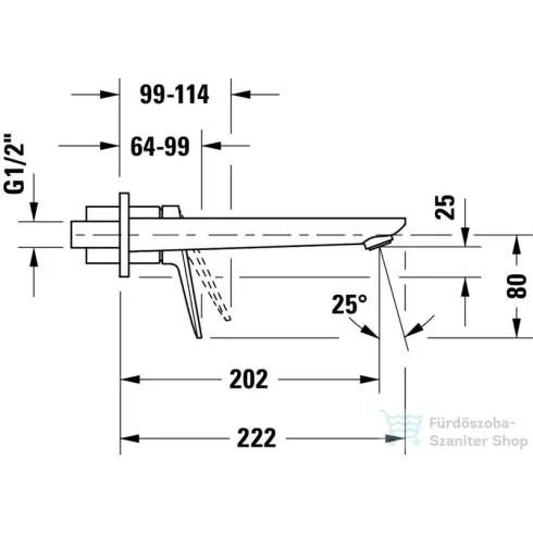 Duravit WAVE falsík alatti mosdó csaptelep  20 cm-es kifolyóval, alaptest-és leeresztő nélkül, rozsdamentes acél hatású WA1070004070