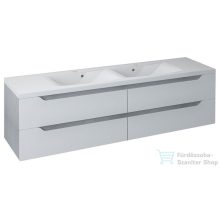   Sapho WAVE II mosdótartó szekrény, 4 fiókkal, pipererendezővel, 180x50x48cm, fehér/ezüst tölgy (WA180-3011)