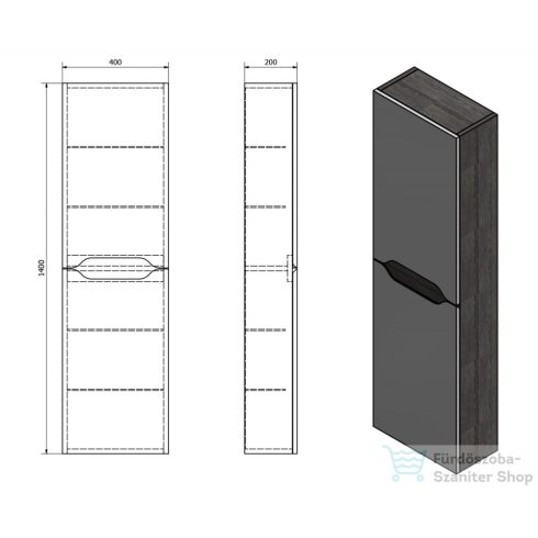 Sapho WAVE II állószekrény 2 fiókkal, balos/jobbos, 40x140x20cm, fehér/maliwenge (WA250-3021)